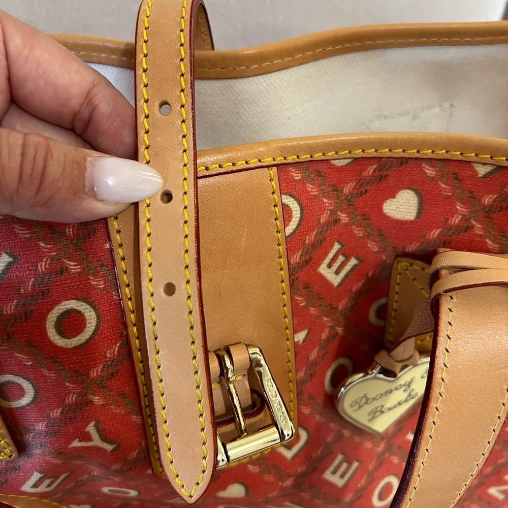 Dooney & Bourke Y2K Crosshatch Rope Hearts Large Leather Tote Bag 👜 Cherry 🍒 - Picture 8 of 14